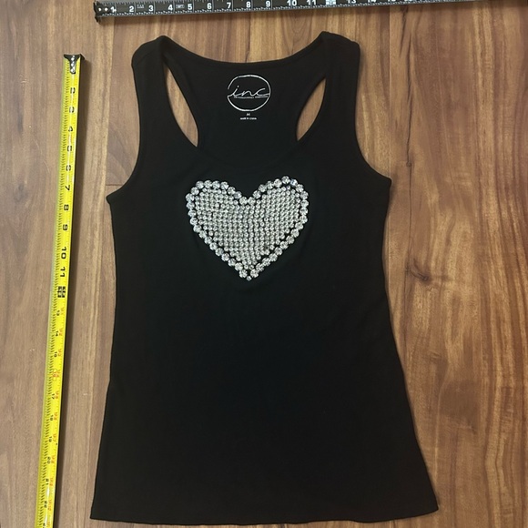 INC International Concepts Black Tank with Silver Embellished Heart - Picture 3 of 7